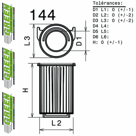 Filtre à air sport GREEN FILTER pour AUDI A3 II (8P)