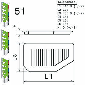 Filtre à air sport GREEN FILTER pour BMW SERIE 5 (F10/F11/F18)