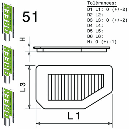Filtre à air sport GREEN FILTER pour BMW SERIE 5 (F10/F11/F18)