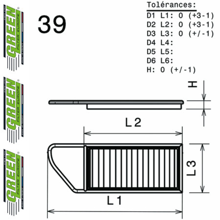 Filtre à air sport GREEN FILTER pour CITROEN C3 AIRCROSS (A88)