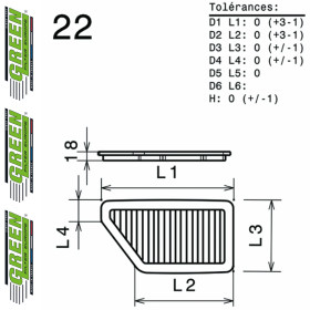 Filtre à air sport GREEN FILTER pour DACIA DOKKER (K67/F67)