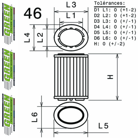 Filtre à air sport GREEN FILTER pour DODGE VIPER SRT-10