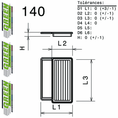 Filtre à air sport GREEN FILTER pour FIAT ALBEA (172)