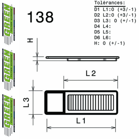 Filtre à air sport GREEN FILTER pour FIAT STRADA (178E/278)