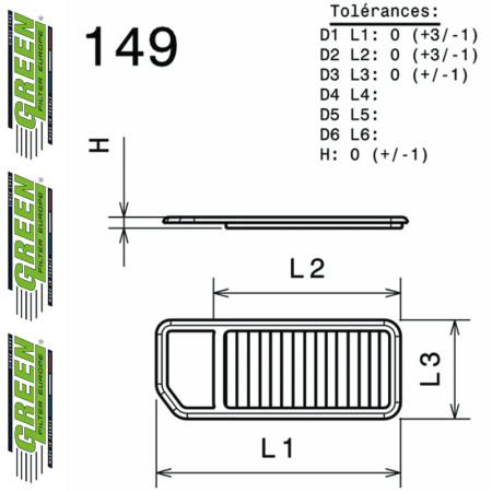 Filtre à air sport GREEN FILTER pour FIAT  QUBO (300)