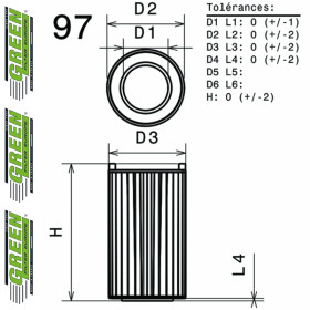 Filtre à air sport GREEN FILTER pour FORD FOCUS C-MAX II
