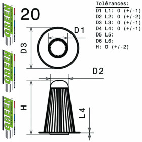 Filtre à air sport GREEN FILTER pour FORD MUSTANG