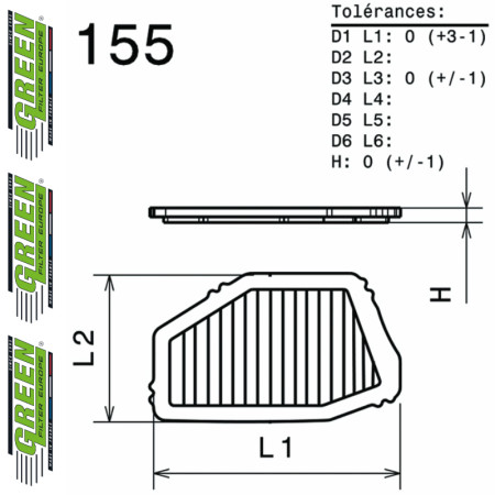 Filtre à air sport GREEN FILTER pour HONDA ACCORD COUPE (CE1)