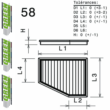 Filtre à air sport GREEN FILTER pour HYUNDAI ELANTRA III (MD)
