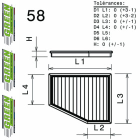Filtre à air sport GREEN FILTER pour HYUNDAI i30 (GD)
