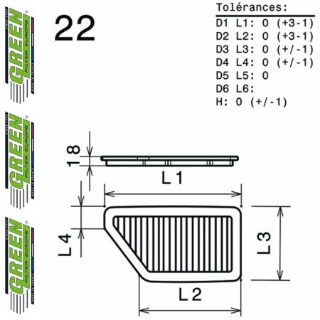 Filtre à air sport GREEN FILTER pour HYUNDAI i30 CW (GD)