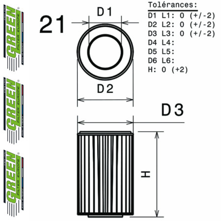 Filtre à air sport GREEN FILTER pour ISUZU TROOPER I
