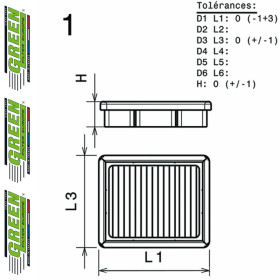 Filtre à air sport GREEN FILTER pour JEEP COMMANDER (XH)