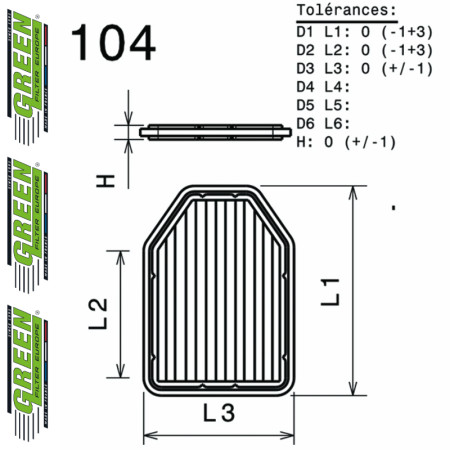 Filtre à air sport GREEN FILTER pour JEEP WRANGLER III (JK)
