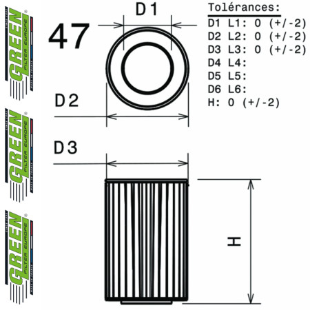 Filtre à air sport GREEN FILTER pour LAND ROVER DISCOVERY (MKI)