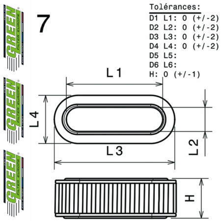 Filtre à air sport GREEN FILTER pour LAND ROVER RANGE ROVER III (L228)