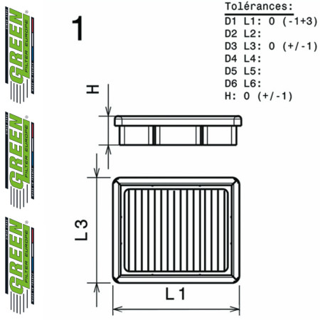 Filtre à air sport GREEN FILTER pour LAND ROVER RANGE ROVER III (LM/L322)
