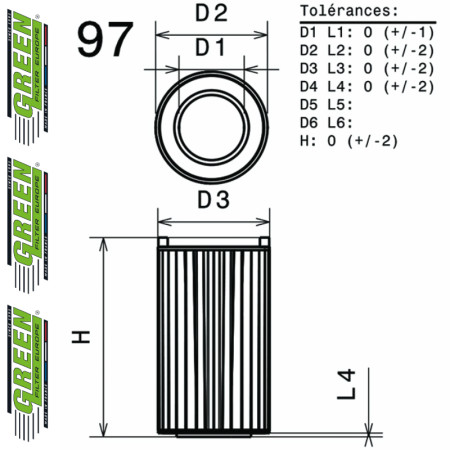 Filtre à air sport GREEN FILTER pour MINI MINI COOPER I