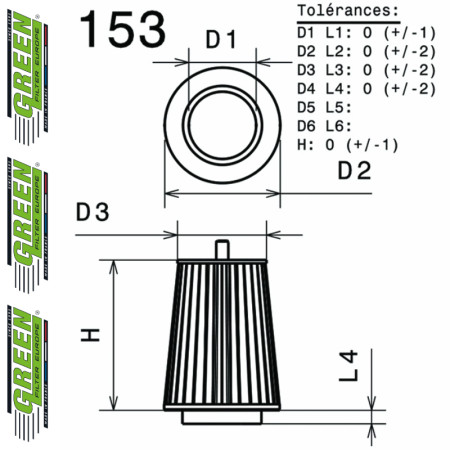 Filtre à air sport GREEN FILTER pour MINI MINI ONE/CAB/CLUBMAN/COUNTRUMAN II (R55/R56/R60)