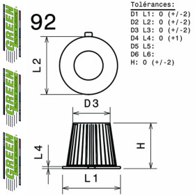 Filtre à air sport GREEN FILTER pour MITSUBISHI GALANT IV (E33A)