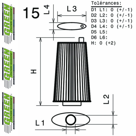 Filtre à air sport GREEN FILTER pour PORSCHE CAYMAN 718 (981)