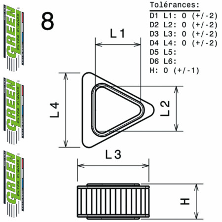 Filtre à air sport GREEN FILTER pour ROVER 200
