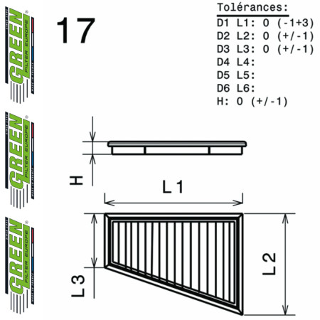 Filtre à air sport GREEN FILTER pour SKODA ROOMSTER (5J)