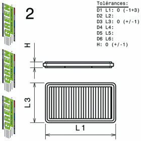 Filtre à air sport GREEN FILTER pour TOYOTA COROLLA (AE111)
