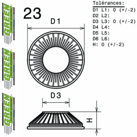 Filtre à air sport GREEN FILTER pour TOYOTA CRESSIDA