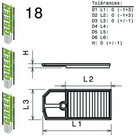 Filtre à air sport GREEN FILTER pour VOLKSWAGEN CADDY III (2KA/2KB/2KH/2KJ/2CA/2CB/2CH/2CJ)