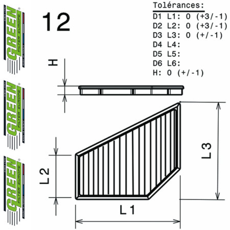 Filtre à air sport GREEN FILTER pour VOLVO C30