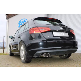 Silencieux arrière sport 100% inox FOX EXHAUST SYSTEMS 1x160x90mm type 38 pour AUDI A3 SPORTBACK TYPE 8V