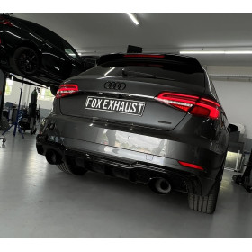 Silencieux arrière duplex sport 100% inox FOX 1x160x130mm type 38 (noir) pour AUDI A3 SPORTBACK QUATTRO TYPE 8V FACELIFT