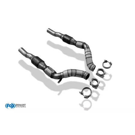 Downpipes avec catalyseurs sport 100% inox HJS FOX EXHAUST SYSTEMS pour AUDI S4 QUATTRO TYPE B5