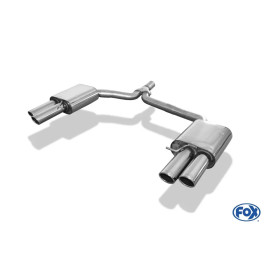Silencieux arrière duplex sport 100% inox FOX EXHAUST SYSTEMS 2x88x74mm type 32 pour AUDI A4 TYPE B8 (S-Line)