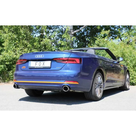 Silencieux arrière duplex sport 100% inox FOX EXHAUST SYSTEMS 1x100mm type 16 pour AUDI A5 QUATTRO CABRIOLET TYPE B9