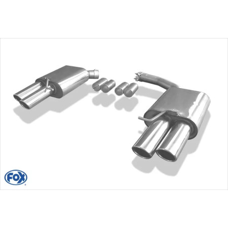 Silencieux arrière duplex sport 100% inox FOX EXHAUST SYSTEMS 2x88x74mm type 32 pour AUDI A5 CABRIOLET TYPE 8T