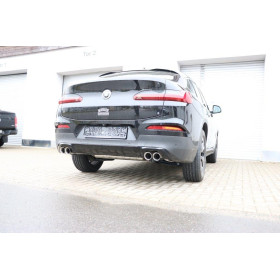 Silencieux arrière duplex sport 100% inox 2x80mm type 25 FOX EXHAUST SYSTEMS pour BMW X3 20i TYPE G01 / X4 20i TYPE G02