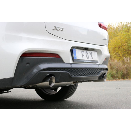 Silencieux arrière duplex sport 100% inox 1x100mm type 25 FOX EXHAUST SYSTEMS pour BMW X4 30i TYPE G02