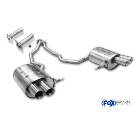 Silencieux arrière duplex sport 100% inox 2x80mm type 25 FOX EXHAUST SYSTEMS pour BMW X5 TYPE E53 3.0L D