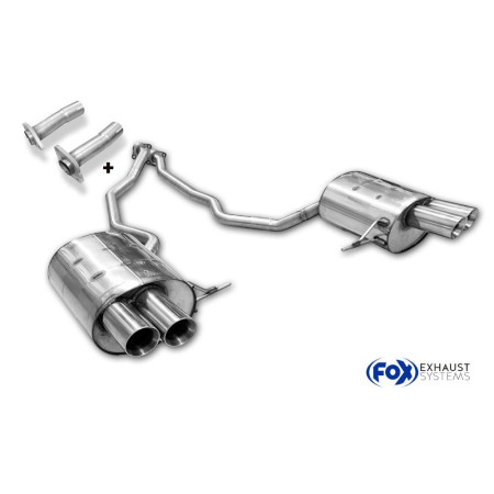 Silencieux arrière duplex sport 100% inox 2x80mm type 25 FOX EXHAUST SYSTEMS pour BMW X5 TYPE E53 3.0L D