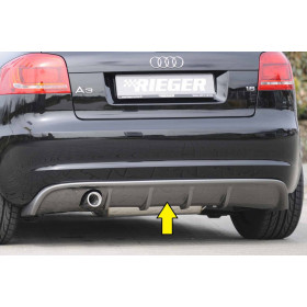 Diffuseur de pare-chocs arrière "carbon-look" (silencieux simple sortie) Rieger Tuning AUDI A3 (8P) Facelift 3 portes/cabriolet