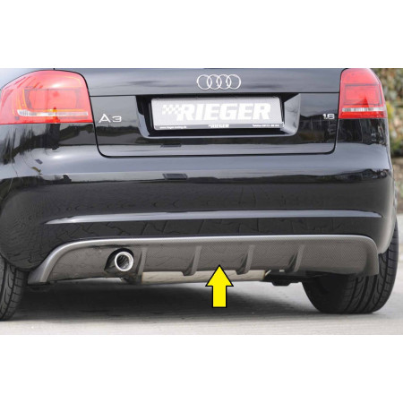 Diffuseur de pare-chocs arrière "carbon-look" (silencieux simple sortie) Rieger Tuning AUDI A3 (8P) Facelift 3 portes/cabriolet