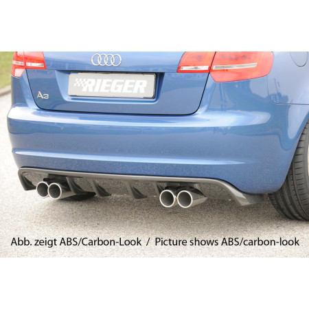 Diffuseur de pare-chocs arrière "noir mat" (silencieux 4x76mm) Rieger Tuning AUDI A3 (8P) Facelift 3 portes et cabriolet