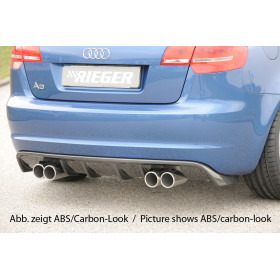 Diffuseur de pare-chocs arrière "noir brillant" (silencieux 4x76mm) Rieger Tuning AUDI A3 (8P) Facelift 3 portes et cabriolet