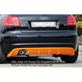 Diffuseur de pare-chocs arrière "noir mat" (silencieux simple sortie) Rieger Tuning AUDI A3 (8P) Facelift Sportback