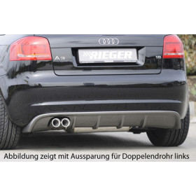 Diffuseur de pare-chocs arrière "carbon-look" (silencieux simple sortie) Rieger Tuning AUDI A3 (8P) Facelift Sportback