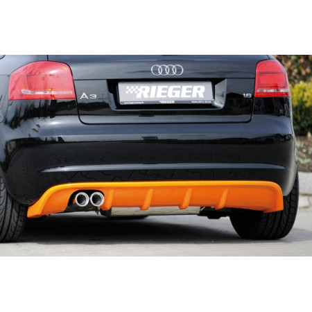 Diffuseur de pare-chocs arrière "noir mat" (silencieux 2x76mm) Rieger Tuning AUDI A3 (8P) Facelift Sportback