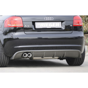 Diffuseur de pare-chocs arrière "carbon-look" (silencieux 2x76mm) Rieger Tuning AUDI A3 (8P) Facelift Sportback