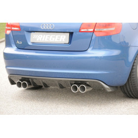 Diffuseur de pare-chocs arrière "carbon-look" (silencieux 4x76mm) Rieger Tuning AUDI A3 (8P) Facelift Sportback